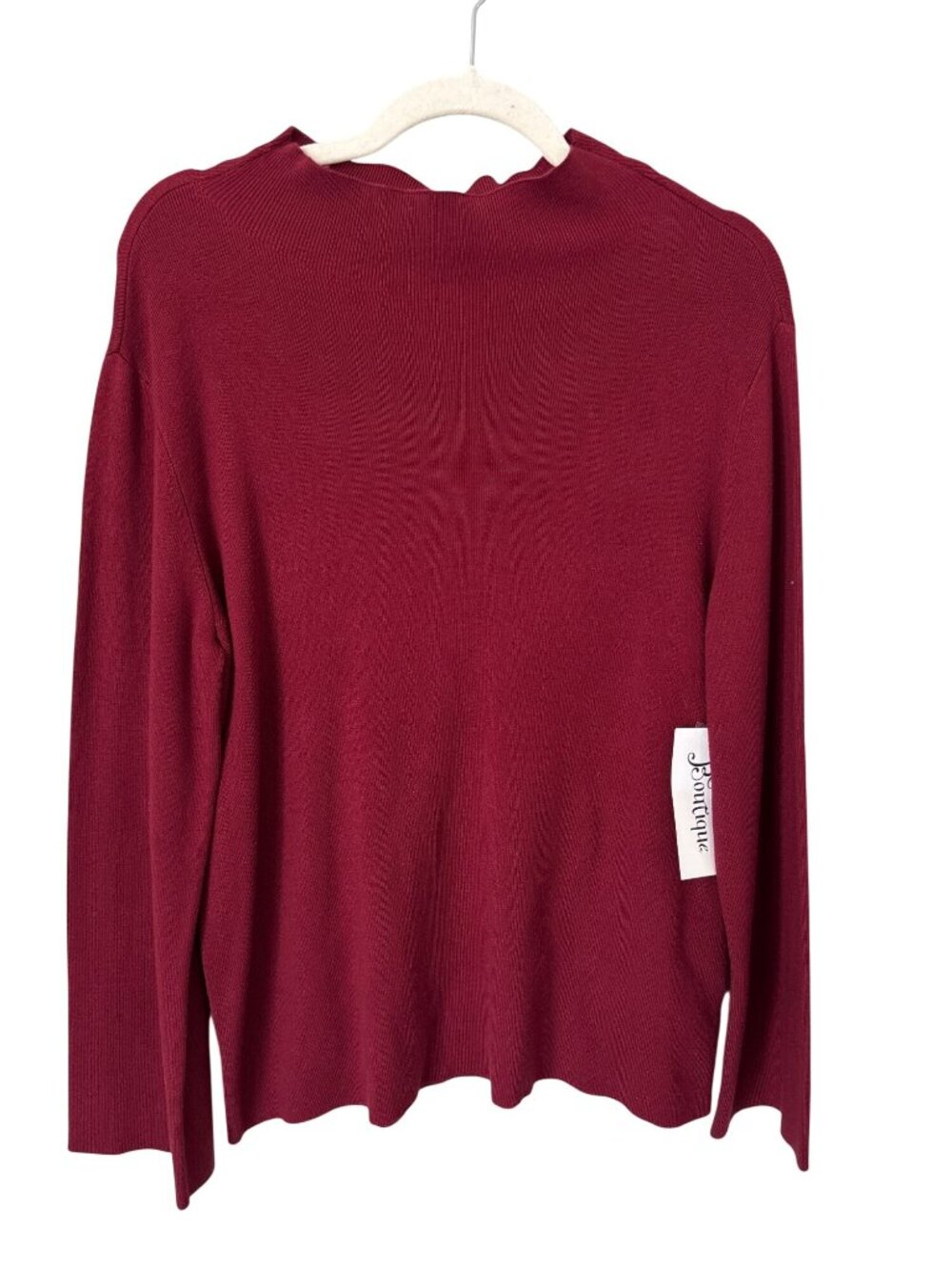 Mainstream Boutique Sweater Size Large Mock Neck Long Sleeve Bordeaux Red NEW